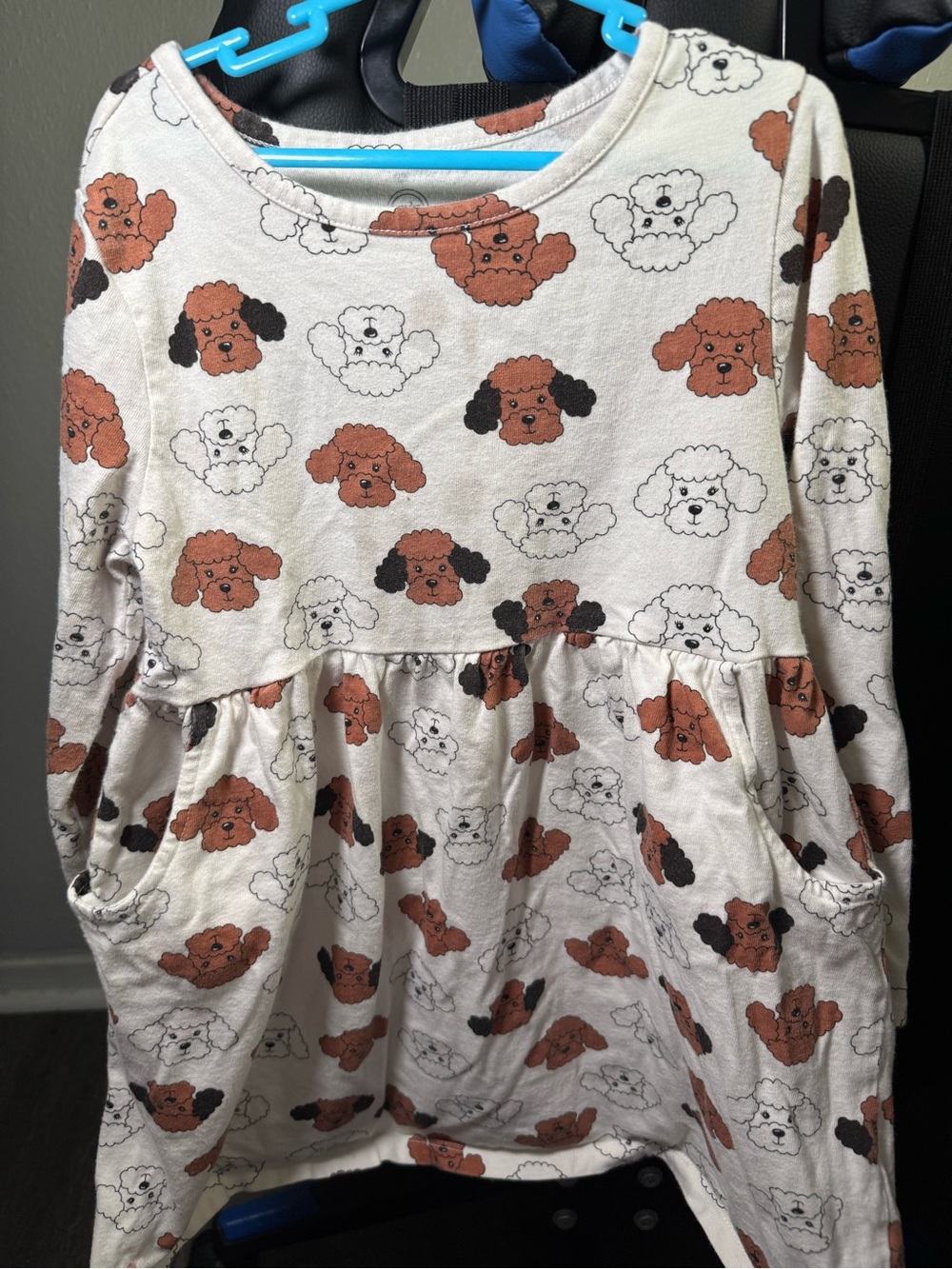 wonder nation Cream Dress with Brown and Black Puppy Print